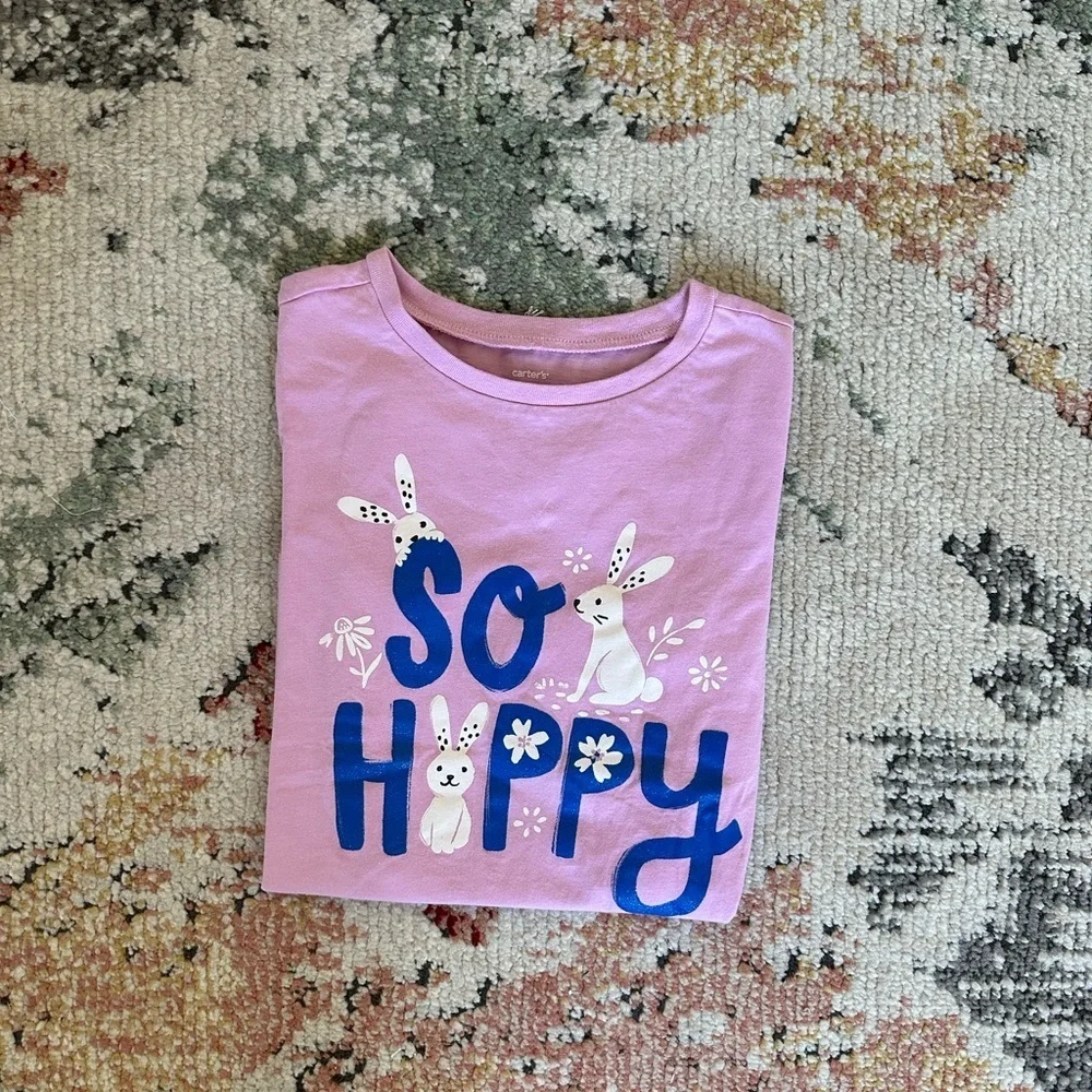 Carter’s Girls Easter So Hoppy Graphic T-Shirt Size Large